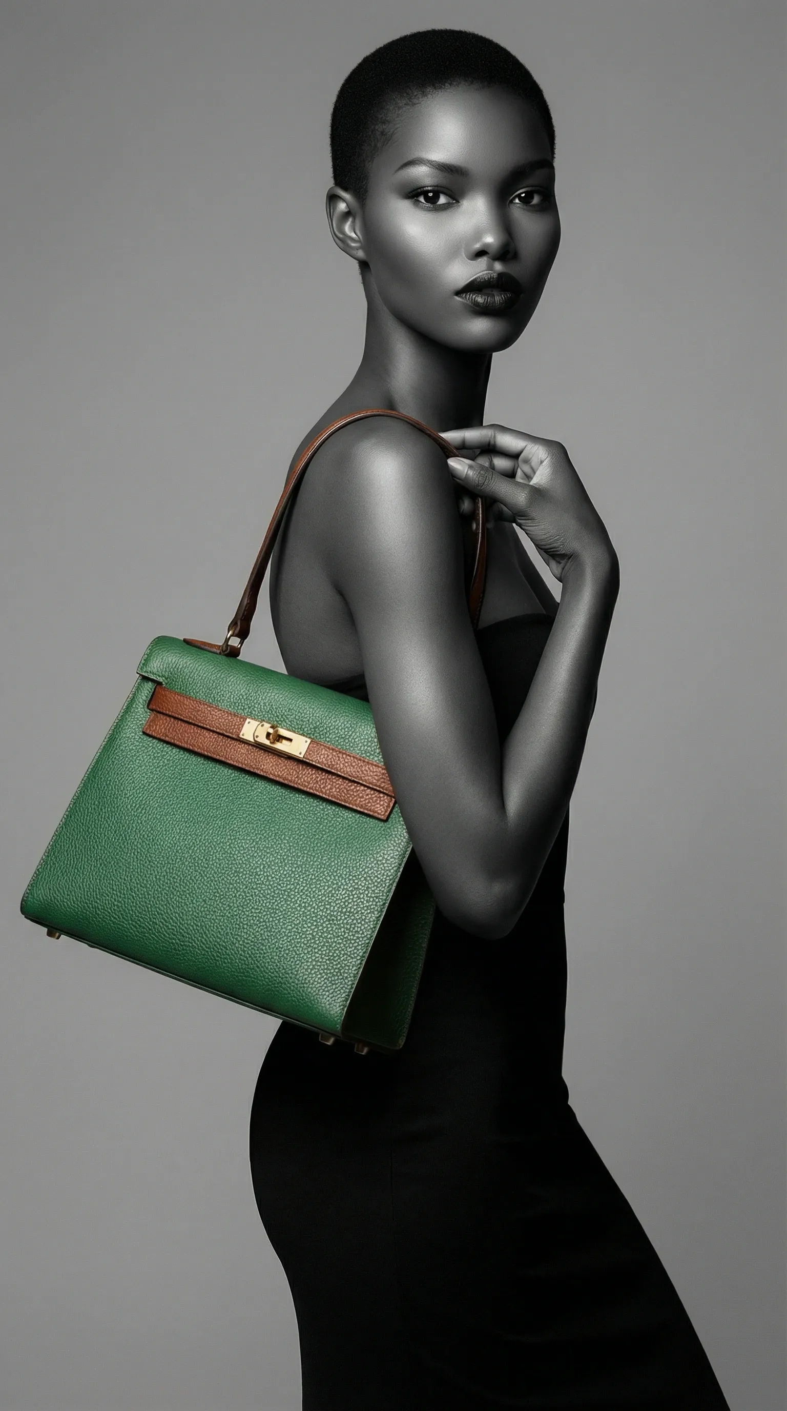 Model wearing Xeline handbag